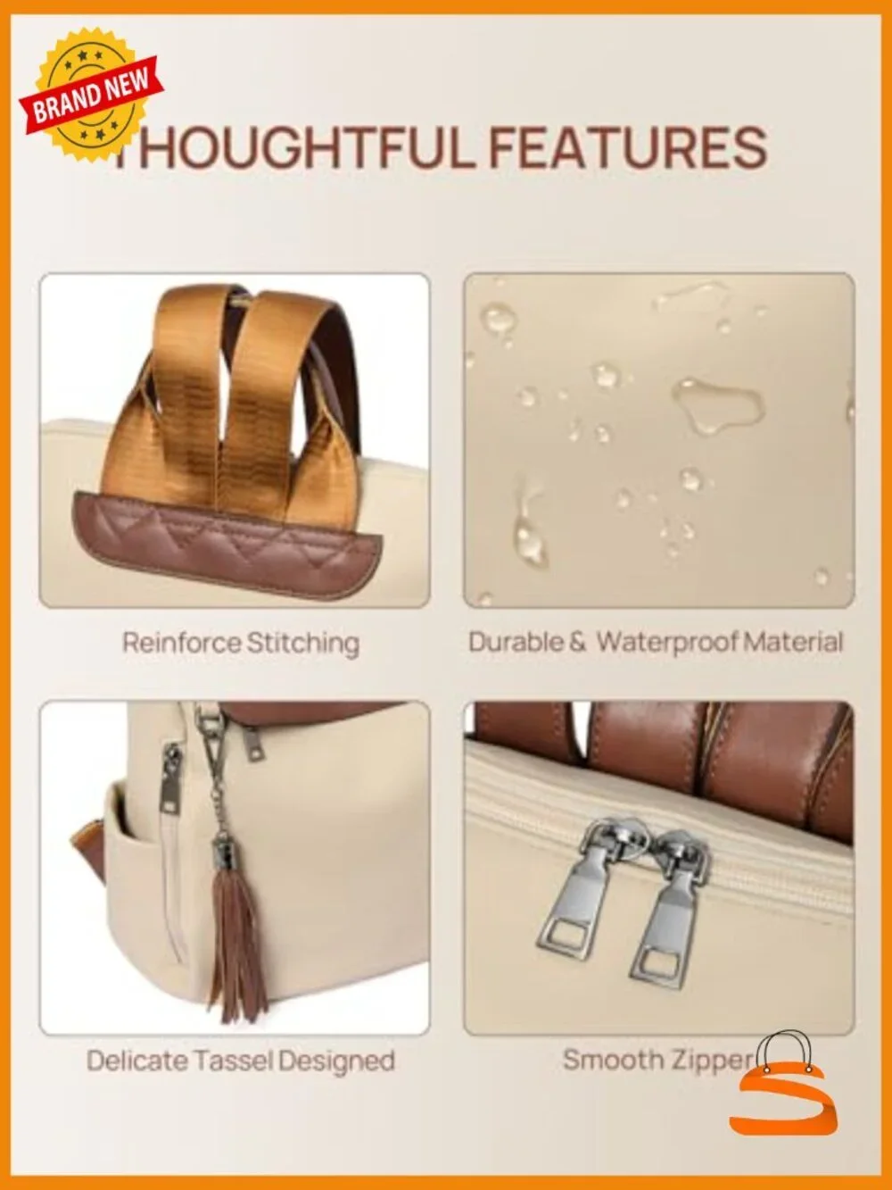 PU Leather Anti-Theft Backpack Purse with Tassel, Large Capacity Travel Bag